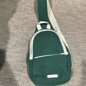 Athleta All About Green Sling Bag with White Trim